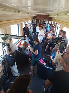 Footage of scenes in the party carriage from the movie Kavej.